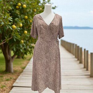Bloomchic Wrap Midi Dress Animal Print Plus Size 16 Trendy Summer Cottagecore